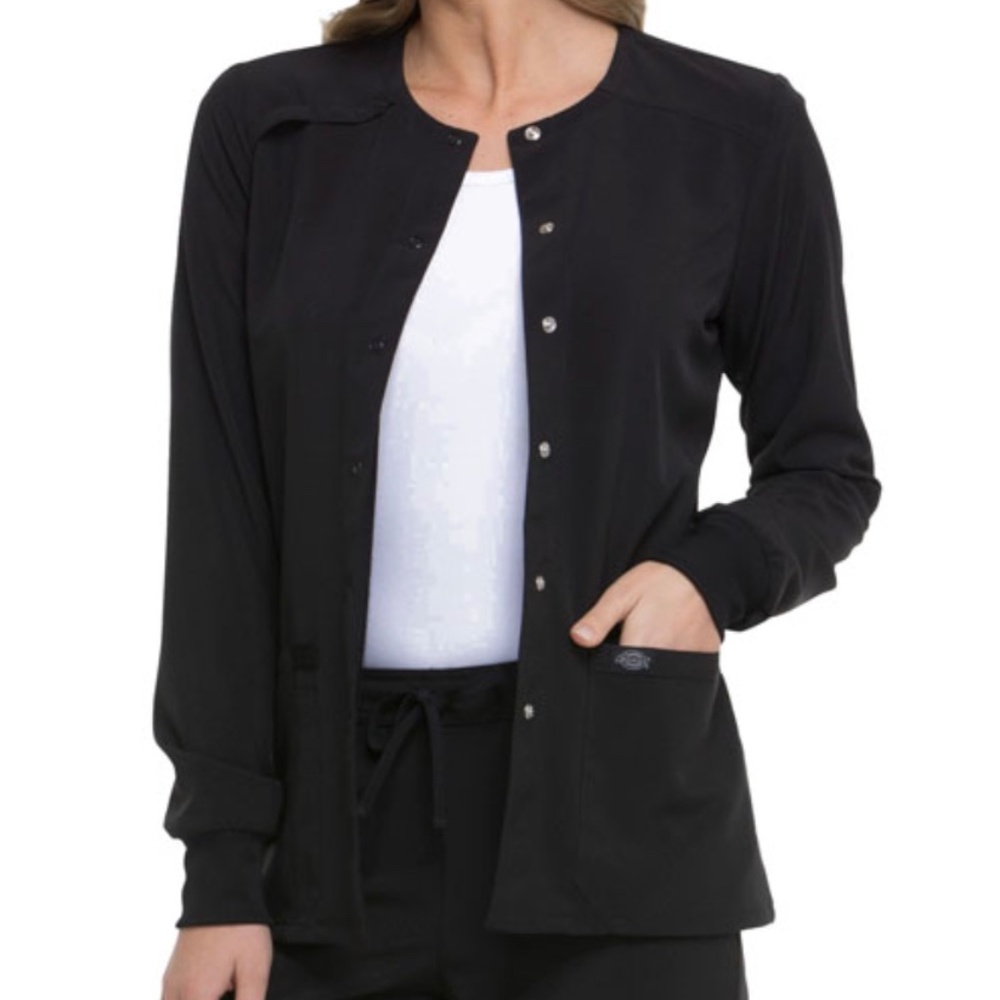 NWT black Dickies scrub jacket Large